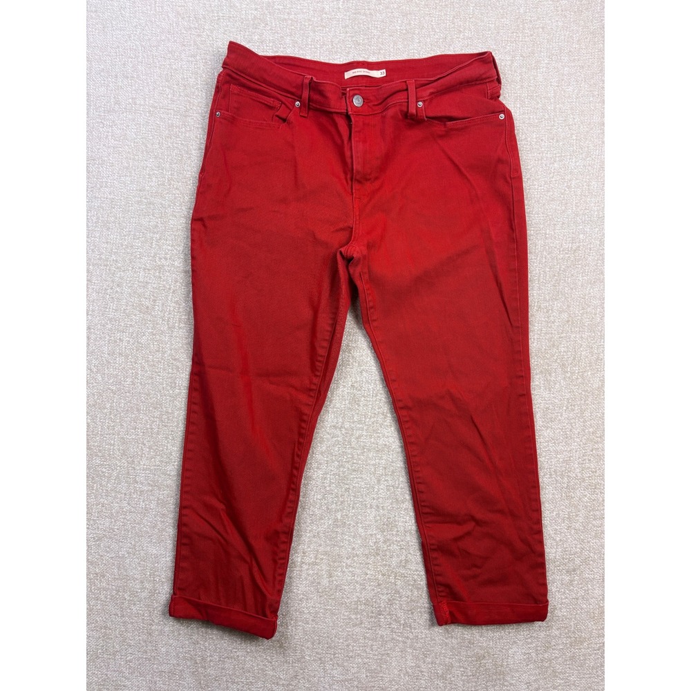 Levis Mid Rise Skinny Jeans Womens 33 Red Cropped Stretch Denim Pants
